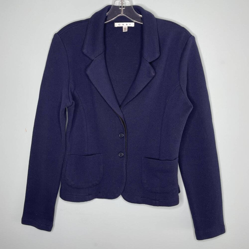 Cabi Blue Cotton Blend Cardigan Knit Blazer Sz M